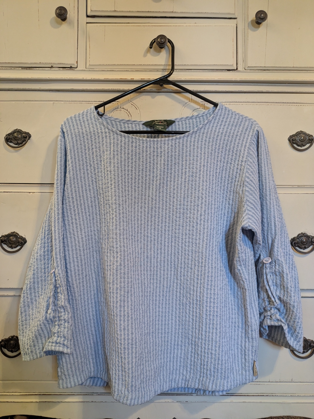 Woolrich Light Blue Textured Woven Women's Top